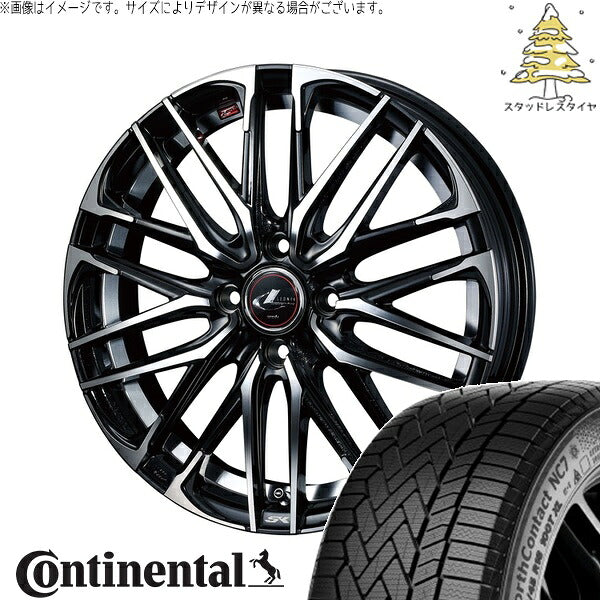 コンチネンタル ノースコンタクト NC7 185/65R15 ＋ レオニス SK パールブラック/ミラーカット 15インチ 5.5J +50 4H100P スタッドレス・ホイール4本セット。1枚目。