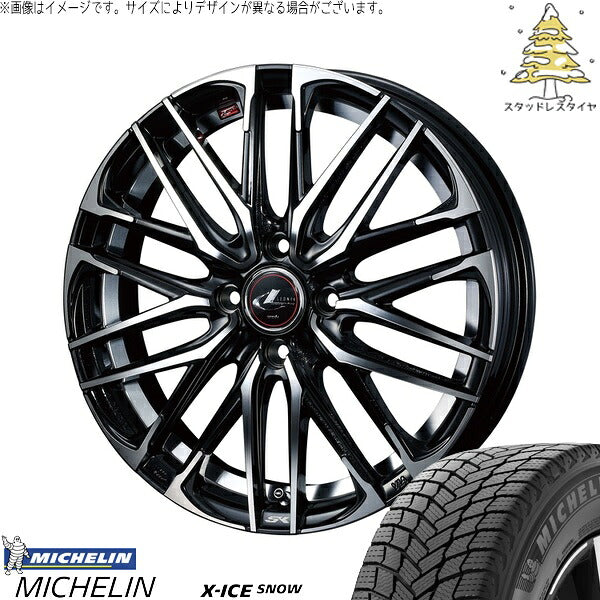 ミシュラン エックスアイス スノー 165/70R14 ＋ レオニス SK パールブラック/ミラーカット 14インチ 5.5J +42 4H100P スタッドレス・ホイール4本セット。1枚目。