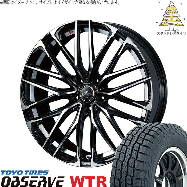 トーヨータイヤ オブザーブ W/T-R 215/65R16 ＋ レオニス SK パールブラック/ミラーカット 16インチ 6.5J +40 5H114.3P スタッドレス・ホイール4本セット。1枚目。