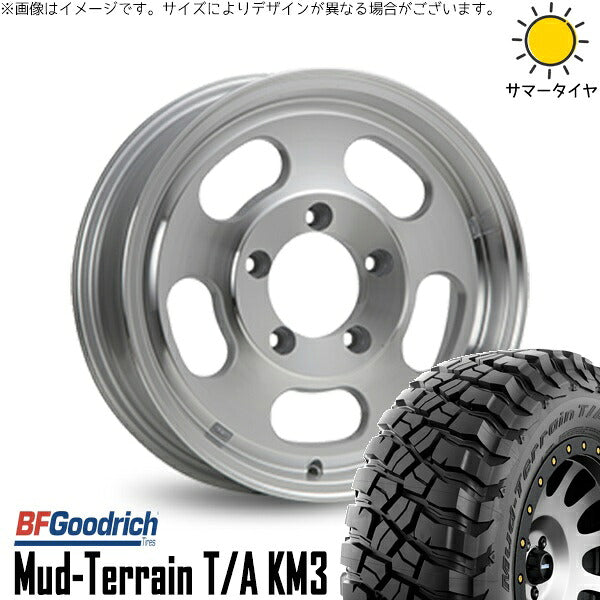 BFグッドリッチ マッドテレーン T/A KM3 225/75R16 ＋ エクストリームJ D:SLOT シルバーポリッシュ 16インチ 5.5J ±0 5H139.7P サマー・ホイール4本セット。1枚目。