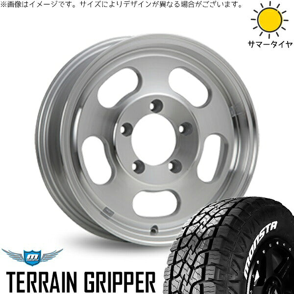 モンスタタイヤ テレーングリッパー (TERRAIN GRIPPER) 215/70R16 ＋ エクストリームJ Dスロット シルバーポリッシュ 16インチ 5.5J +22 5H139.7P サマー・ホイール4本セット。1枚目。