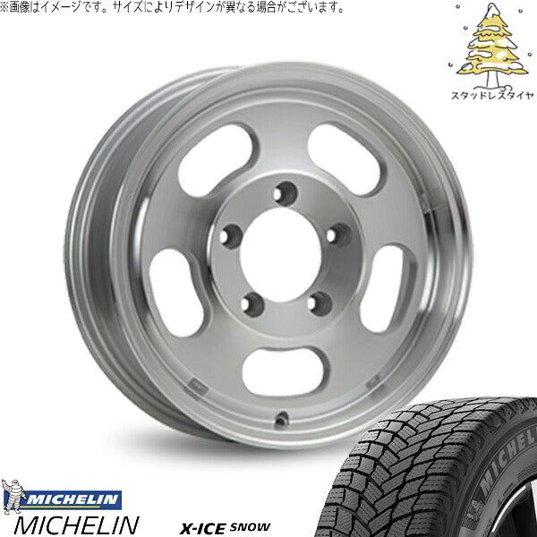 ミシュラン エックスアイス スノー 215/70R16 ＋ エクストリームJ D:SLOT シルバーポリッシュ 16インチ 5.5J +22 5H139.7P スタッドレス・ホイール4本セット。1枚目。