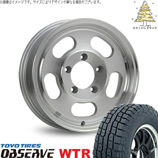 トーヨータイヤ オブザーブ W/T-R (OBSERVE WTR) 185/85R16 ＋ エクストリームJ Dスロット シルバーポリッシュ 16インチ 5.5J +22 5H139.7P スタッドレス・ホイール4本セット。1枚目。
