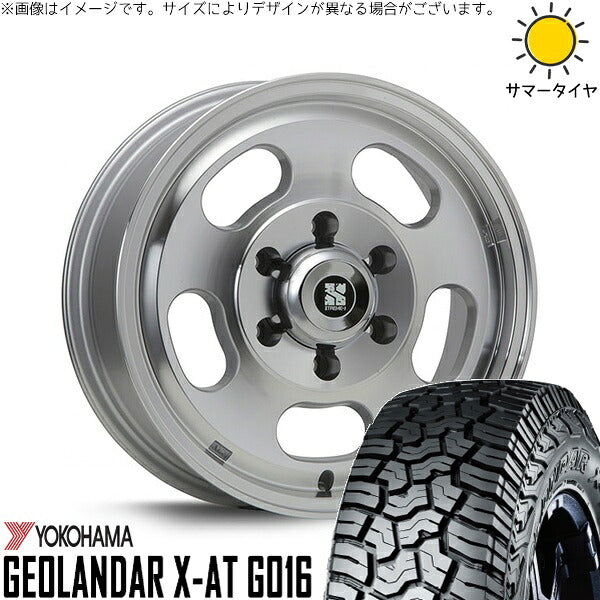 ヨコハマタイヤ ジオランダー X-AT G016 215/70R16 ＋ エクストリームJ D:SLOT シルバーポリッシュ 16インチ 6.5J +38 6H139.7P サマー・ホイール4本セット。1枚目。