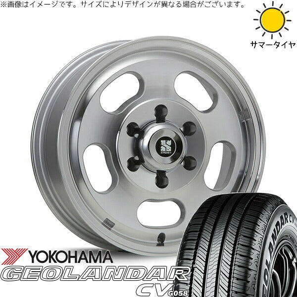 ヨコハマタイヤ ジオランダーCV G058 215/70R16 ＋ エクストリームJ D:SLOT シルバーポリッシュ 16インチ 6.5J +38 6H139.7P サマー・ホイール4本セット。1枚目。