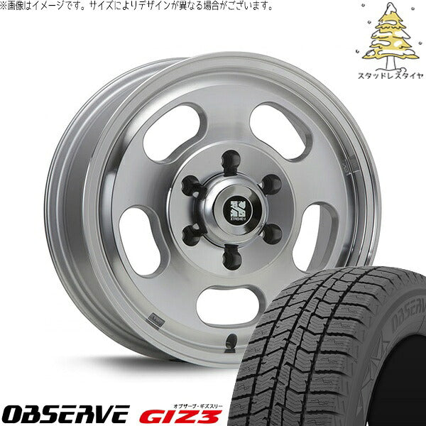 トーヨータイヤ オブザーブ ギズスリー (OBSERVE GIZ3) 215/65R16 ＋ エクストリームJ Dスロット シルバーポリッシュ 16インチ 6.5J +38 6H139.7P スタッドレス・ホイール4本セット。1枚目。