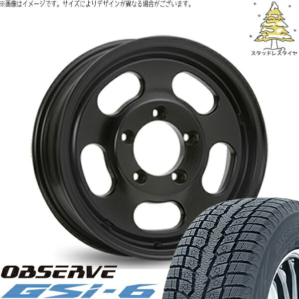 トーヨータイヤ オブザーブ Gsi-6 215/70R16 ＋ エクストリームJ D:SLOT サテンブラック 16インチ 5.5J ±0 5H139.7P スタッドレス・ホイール4本セット。1枚目。