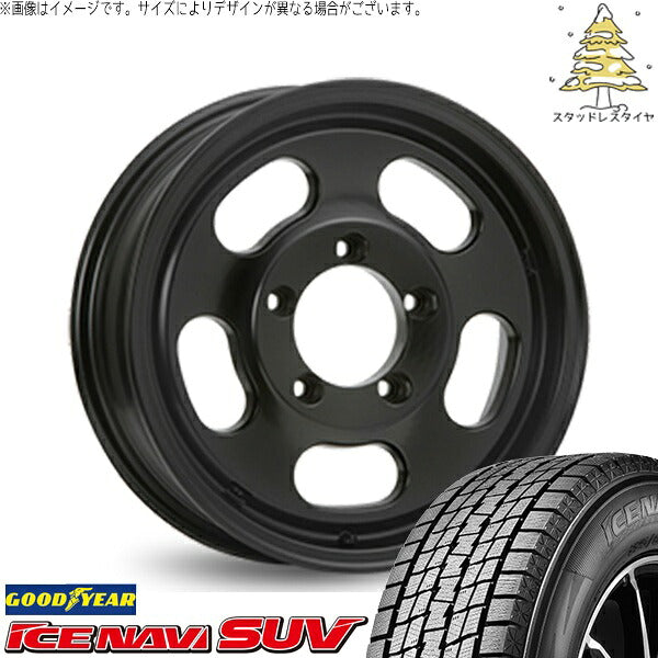 グッドイヤー アイスナビ SUV (ICENAVI SUV) 175/80R16 ＋ エクストリームJ Dスロット サテンブラック 16インチ 5.5J +22 5H139.7P スタッドレス・ホイール4本セット。1枚目。