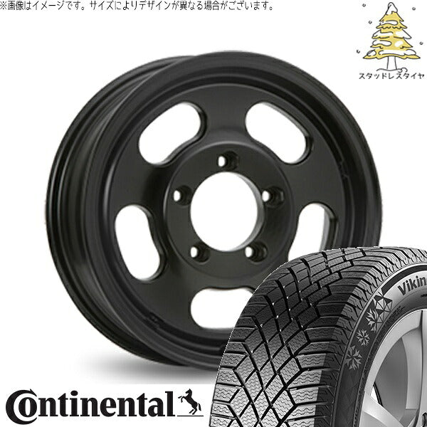 コンチネンタル バイキングコンタクト7 215/70R16 ＋ エクストリームJ D:SLOT サテンブラック 16インチ 5.5J +22 5H139.7P スタッドレス・ホイール4本セット。1枚目。
