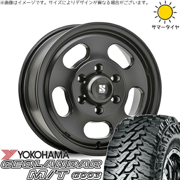 ヨコハマタイヤ ジオランダー M/T G003 215/70R16 ＋ エクストリームJ D:SLOT サテンブラック 16インチ 6.5J +38 6H139.7P サマー・ホイール4本セット。1枚目。