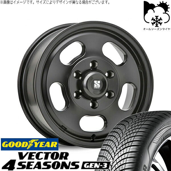 グッドイヤー ベクター4シーズンズ GEN-3 215/65R16 ＋ エクストリームJ D:SLOT サテンブラック 16インチ 6.5J +38 6H139.7P オールシーズン・ホイール4本セット。1枚目。