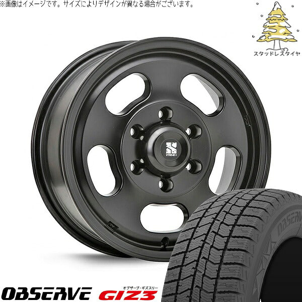 トーヨータイヤ オブザーブ GIZ3 215/65R16 ＋ エクストリームJ D:SLOT サテンブラック 16インチ 6.5J +38 6H139.7P スタッドレス・ホイール4本セット。1枚目。