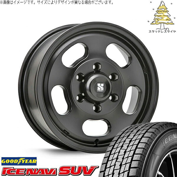 グッドイヤー アイスナビ SUV (ICENAVI SUV) 215/70R16 ＋ エクストリームJ Dスロット サテンブラック 16インチ 6.5J +38 6H139.7P スタッドレス・ホイール4本セット。1枚目。