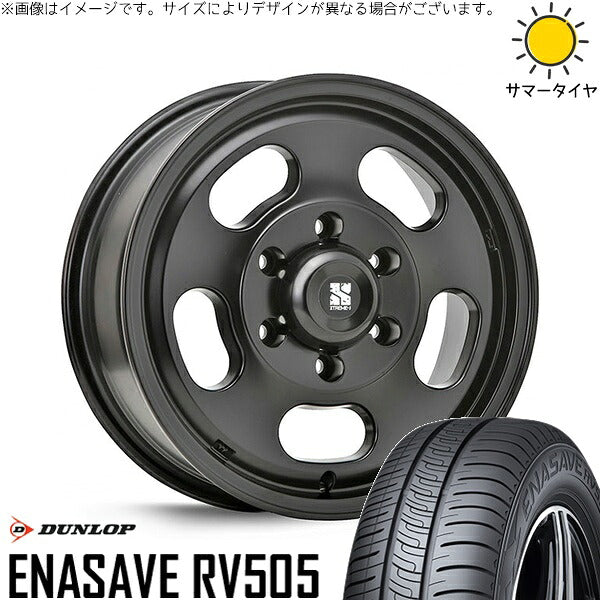 ダンロップ エナセーブ RV505 215/65R16 ＋ エクストリームJ D:SLOT サテンブラック 16インチ 6.5J +38 6H139.7P サマー・ホイール4本セット。1枚目。