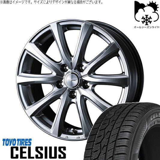 トーヨータイヤ セルシアス 205/60R16 ＋ ジョーカー スマッシュ メタリックシルバー 16インチ 6.5J +47 5H100P オールシーズン・ホイール4本セット。1枚目。