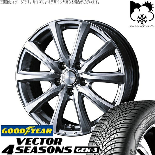 グッドイヤー ベクター4シーズンズ GEN-3 195/65R16 ＋ ジョーカー スマッシュ メタリックシルバー 16インチ 6.5J +47 5H100P オールシーズン・ホイール4本セット。1枚目。