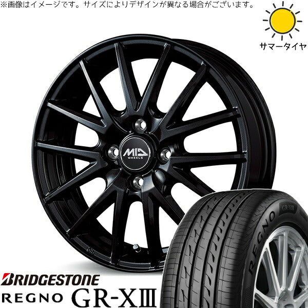 ブリヂストン レグノ GR-X3 185/65R15 ＋ MIDホイール SQ27 メタリックブラック 15インチ 5.5J +43 4H100P サマー・ホイール4本セット。1枚目。