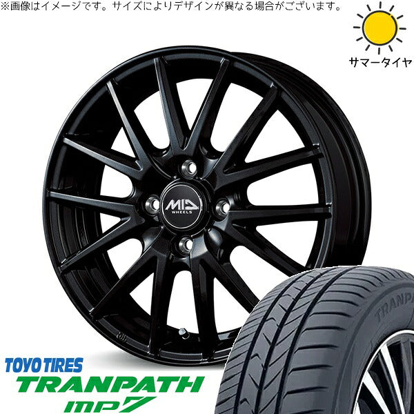 トーヨータイヤ トランパス MP7 165/65R14 ＋ MIDホイール SQ27 メタリックブラック 14インチ 4.5J +45 4H100P サマー・ホイール4本セット。1枚目。