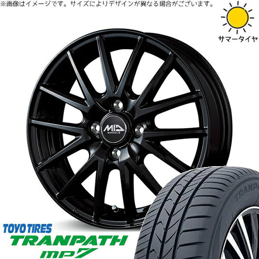 トーヨータイヤ トランパス MP7 185/60R15 ＋ MIDホイール SQ27 メタリックブラック 15インチ 5.5J +43 4H100P サマー・ホイール4本セット。1枚目。