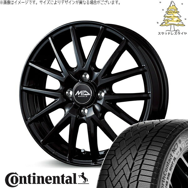コンチネンタル ノースコンタクト セブン (NorthContact7) 175/65R15 ＋ MIDホイール SQ27 メタリックブラック 15インチ 4.5J +45 4H100P スタッドレス・ホイール4本セット。1枚目。