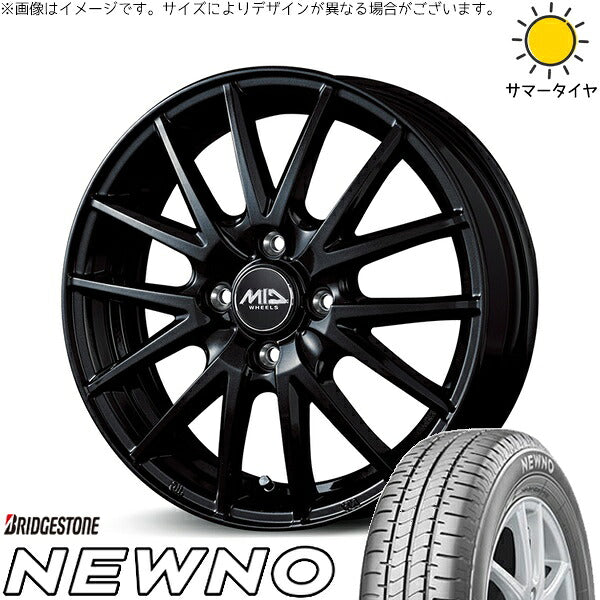 ブリヂストン ニューノ 165/55R14 ＋ MIDホイール SQ27 メタリックブラック 14インチ 5.5J +45 4H100P サマー・ホイール4本セット。1枚目。