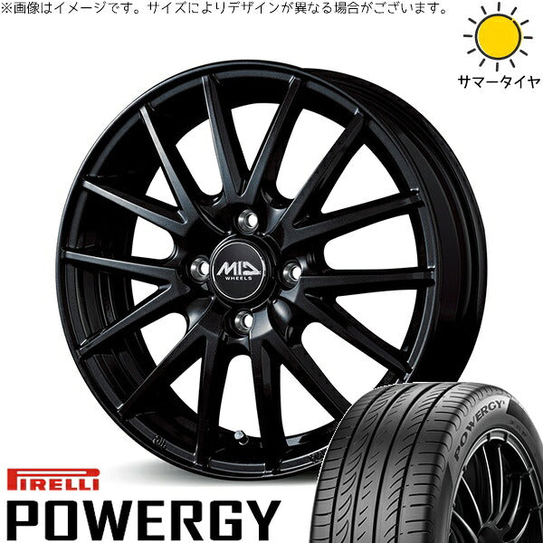 ピレリ パワジー 185/60R15 ＋ MIDホイール SQ27 メタリックブラック 15インチ 5.5J +43 4H100P サマー・ホイール4本セット。1枚目。
