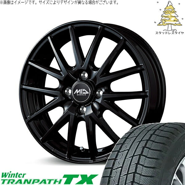 トーヨータイヤ ウィンタートランパス TX (WinterTRANPATH TX) 195/65R15 ＋ MIDホイール SQ27 メタリックブラック 15インチ 5.5J +43 4H100P スタッドレス・ホイール4本セット。1枚目。