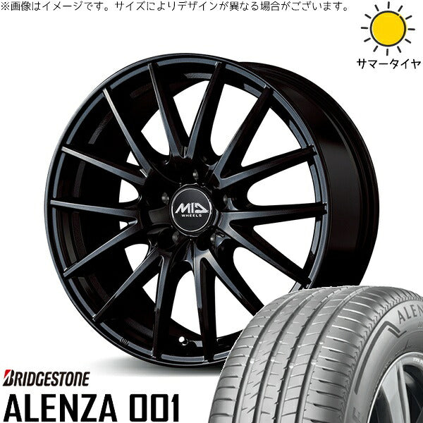 ブリヂストン アレンザ 001 215/60R17 ＋ MIDホイール SQ27 メタリックブラック 17インチ 7J +55 5H114.3P サマー・ホイール4本セット。1枚目。