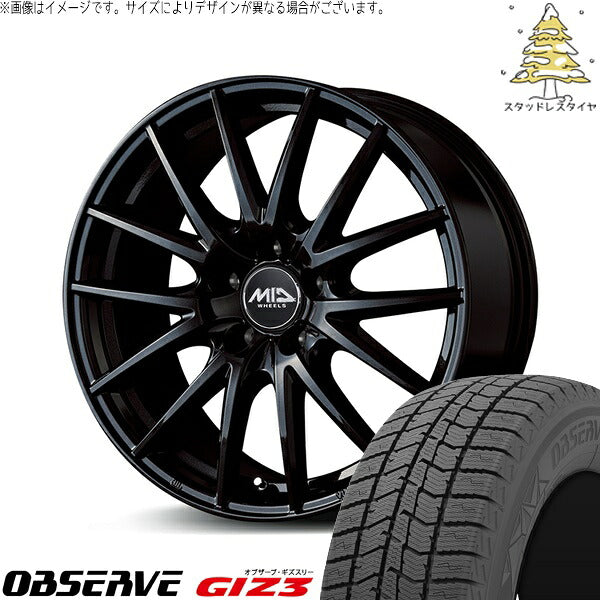 トーヨータイヤ オブザーブ ギズスリー (OBSERVE GIZ3) 225/65R17 ＋ MIDホイール SQ27 メタリックブラック 17インチ 7.0J +48 5H114.3P スタッドレス・ホイール4本セット。1枚目。