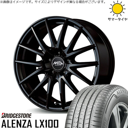 ブリヂストン アレンザ LX100 225/60R18 ＋ MIDホイール SQ27 メタリックブラック 18インチ 7J +50 5H114.3P サマー・ホイール4本セット。1枚目。