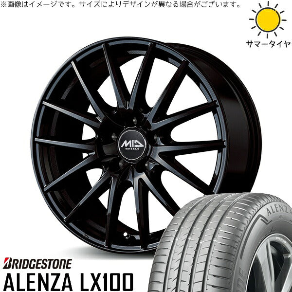 ブリヂストン アレンザ LX100 215/50R18 ＋ MIDホイール SQ27 メタリックブラック 18インチ 8J +42 5H114.3P サマー・ホイール4本セット。1枚目。