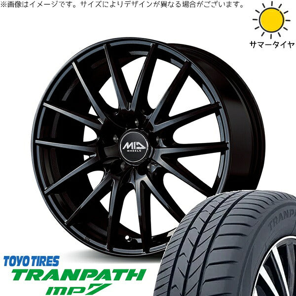 トーヨータイヤ トランパス MP7 225/65R17 ＋ MIDホイール SQ27 メタリックブラック 17インチ 7J +50 5H100P サマー・ホイール4本セット。1枚目。