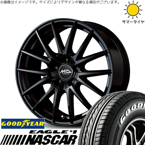 グッドイヤー イーグル ナスカー 215/60R17 ＋ MIDホイール SQ27 メタリックブラック 17インチ 7J +55 5H114.3P サマー・ホイール4本セット。1枚目。