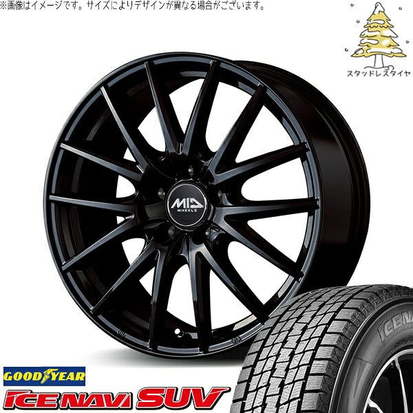 グッドイヤー アイスナビ SUV (ICENAVI SUV) 215/60R17 ＋ MIDホイール SQ27 メタリックブラック 17インチ 7.0J +55 5H114.3P スタッドレス・ホイール4本セット。1枚目。