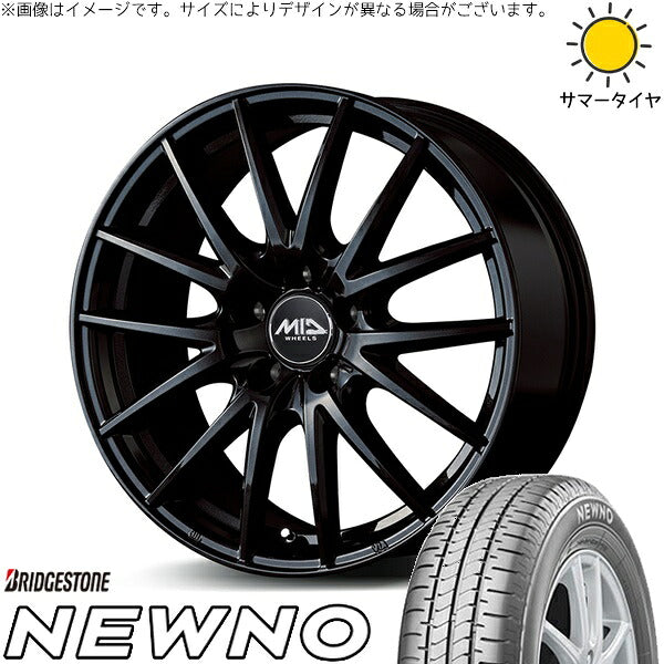 ブリヂストン ニューノ 195/65R15 ＋ MIDホイール SQ27 メタリックブラック 15インチ 6J +45 5H114.3P サマー・ホイール4本セット。1枚目。