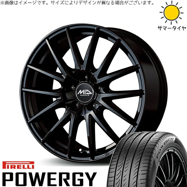 ピレリ パワジー 225/65R17 ＋ MIDホイール SQ27 メタリックブラック 17インチ 7J +55 5H114.3P サマー・ホイール4本セット。1枚目。