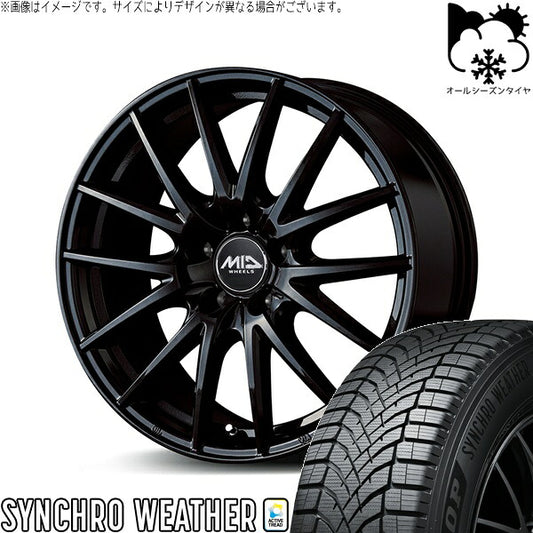 ダンロップ シンクロウェザー 245/40R18 ＋ MIDホイール SQ27 メタリックブラック 18インチ 8J +42 5H114.3P オールシーズン・ホイール4本セット。1枚目。