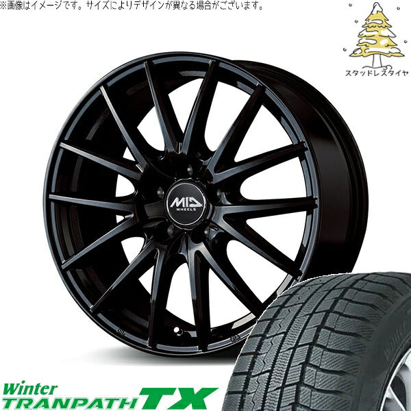 トーヨータイヤ ウィンタートランパス TX (WinterTRANPATH TX) 195/65R15 ＋ MIDホイール SQ27 メタリックブラック 15インチ 6J +45 5H114.3P スタッドレス・ホイール4本セット。1枚目。