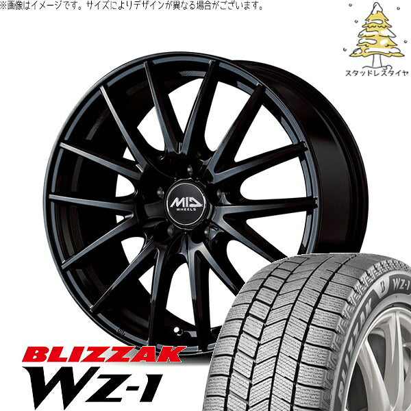 ブリヂストン ブリザック WZ-1 235/65R17 ＋ MIDホイール SQ27 メタリックブラック 17インチ 7J +38 5H114.3P スタッドレス・ホイール4本セット。1枚目。