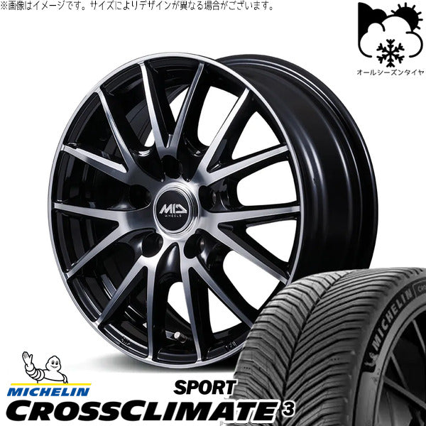 ミシュラン CROSSCLIMATE 3 SPORT 215/40R18 ＋ MIDホイール SQ27 BP ブラックポリッシュ 18インチ 8.0J +42 5H114.3P オールシーズン・ホイール4本セット。1枚目。