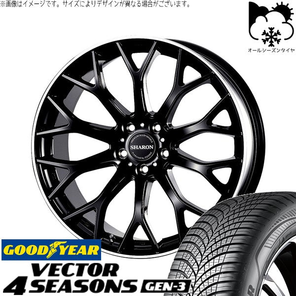 グッドイヤー ベクター4シーズンズ GEN-3 225/45R18 ＋ ヴェネルディ シャロン ブラックリムポリッシュ 18インチ 7.5J +38 5H114.3P オールシーズン・ホイール4本セット。1枚目。