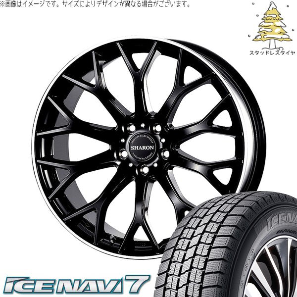 グッドイヤー アイスナビ7 215/40R18 ＋ ヴェネルディ シャロン ブラックリムポリッシュ 18インチ 7.5J +48 5H114.3P スタッドレス・ホイール4本セット。1枚目。
