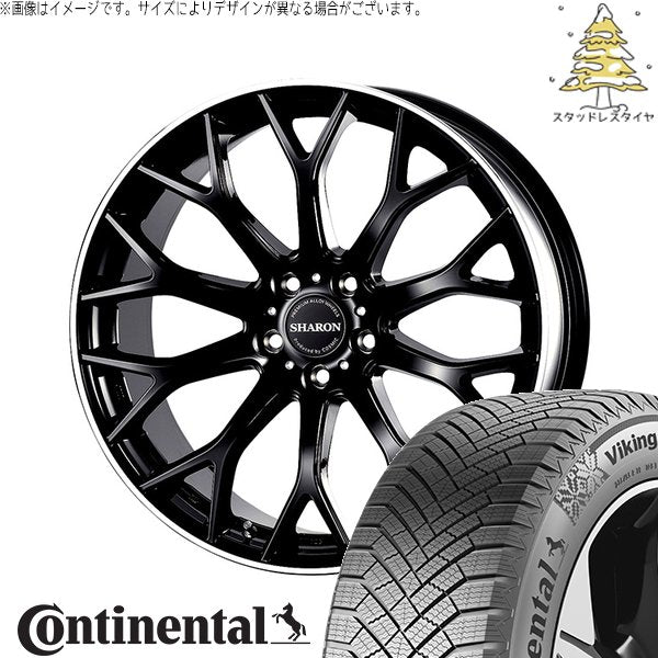 コンチネンタル バイキングコンタクト エイト (VikingContact8) 225/55R18 ＋ ヴェネルディ シャロン ブラックリムポリッシュ 18インチ 8J +42 5H114.3P スタッドレス・ホイール4本セット。1枚目。