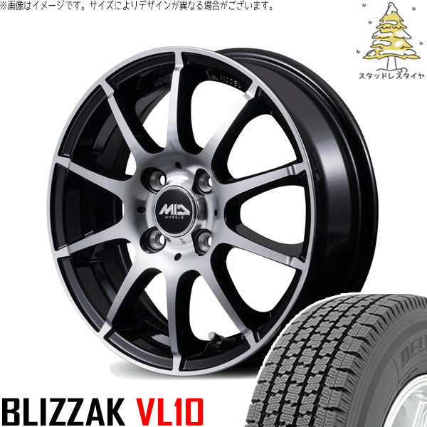ブリヂストン ブリザック VL10 145/80R12 ＋ MIDホイール STAG BP ブラックポリッシュ 12インチ 3.5J +43 4H100P スタッドレス・ホイール4本セット。1枚目。