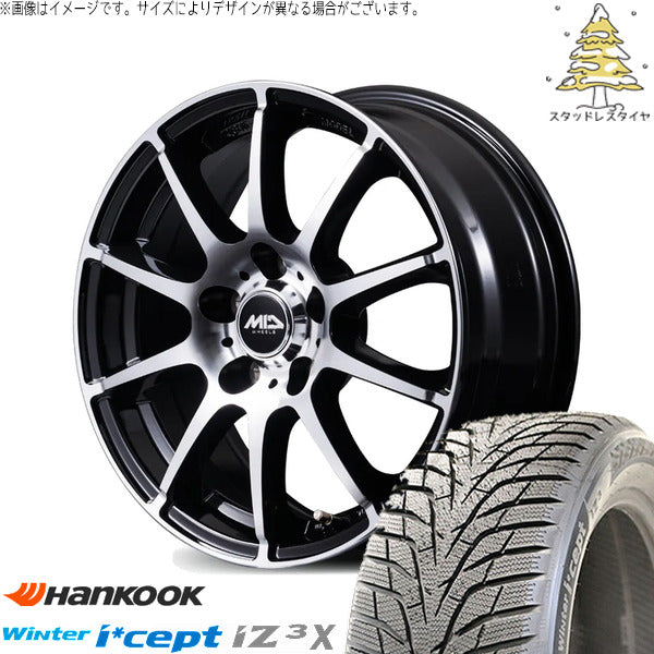 ハンコック ウィンターアイセプト IZ3X W636A 225/60R17 ＋ MIDホイール STAG BP ブラックポリッシュ 17インチ 7.0J +48 5H100P スタッドレス・ホイール4本セット。1枚目。