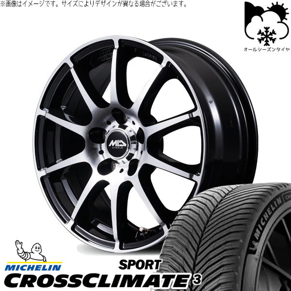 ミシュラン CROSSCLIMATE 3 SPORT 215/40R18 ＋ MIDホイール STAG BP ブラックポリッシュ 18インチ 7.0J +55 5H114.3P オールシーズン・ホイール4本セット。1枚目。