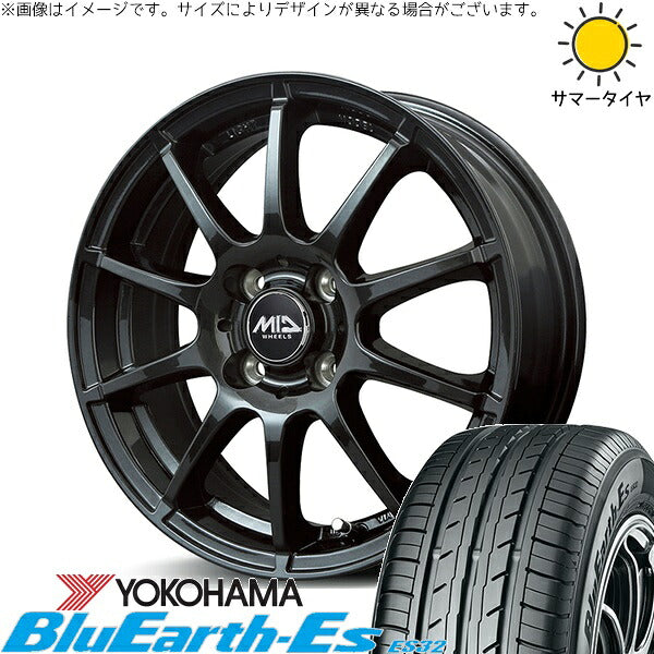 ヨコハマタイヤ ブルーアース ES32 195/50R16 ＋ MIDホイール スタッグ ストロングガンメタ 16インチ 6J +43 4H100P サマー・ホイール4本セット。1枚目。