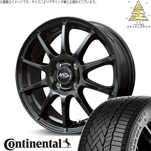 コンチネンタル ノースコンタクト NC7 175/65R15 ＋ MIDホイール スタッグ ストロングガンメタ 15インチ 4.5J +43 4H100P スタッドレス・ホイール4本セット。1枚目。