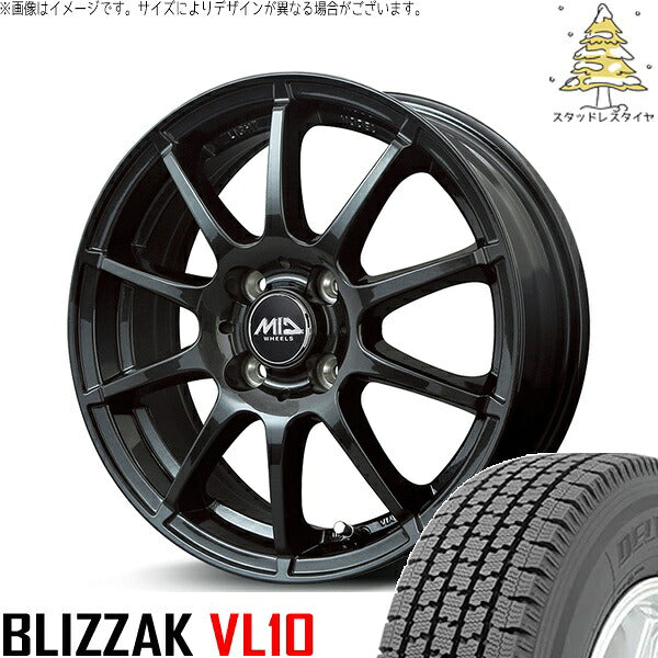 ブリヂストン ブリザック VL10 (BLIZZAK VL10) 145/80R13 ＋ MIDホイール スタッグ ストロングガンメタ 13インチ 4.00B +42 4H100P スタッドレス・ホイール4本セット。1枚目。