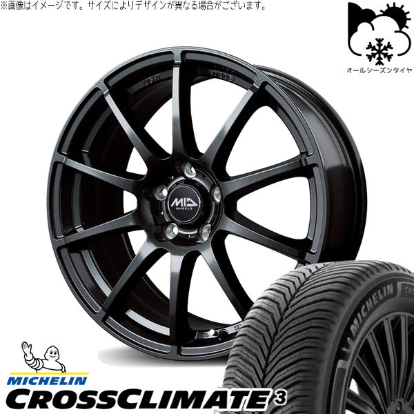 ミシュラン CROSSCLIMATE 3 225/45R19 ＋ MIDホイール STAG ストロングガンメタ 19インチ 7.5J +48 5H114.3P オールシーズン・ホイール4本セット。1枚目。